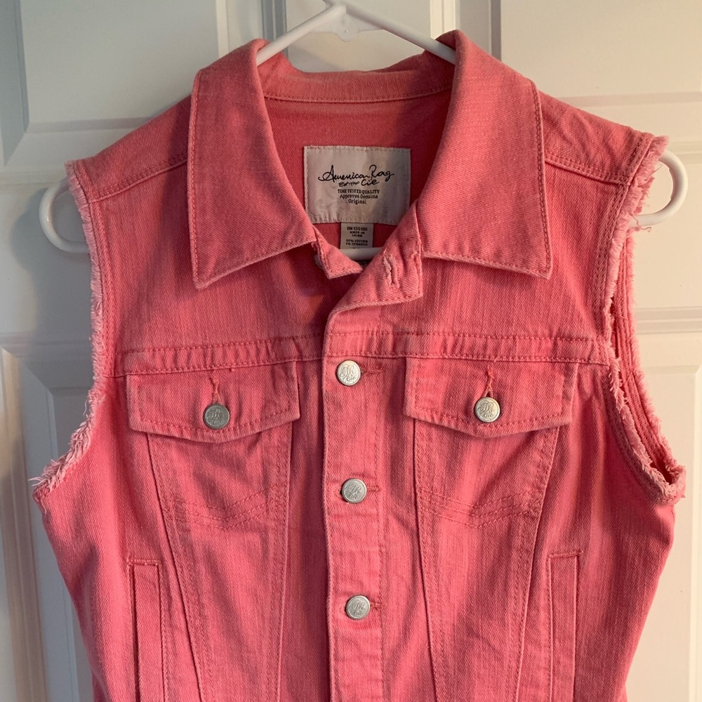 Pink jean vest